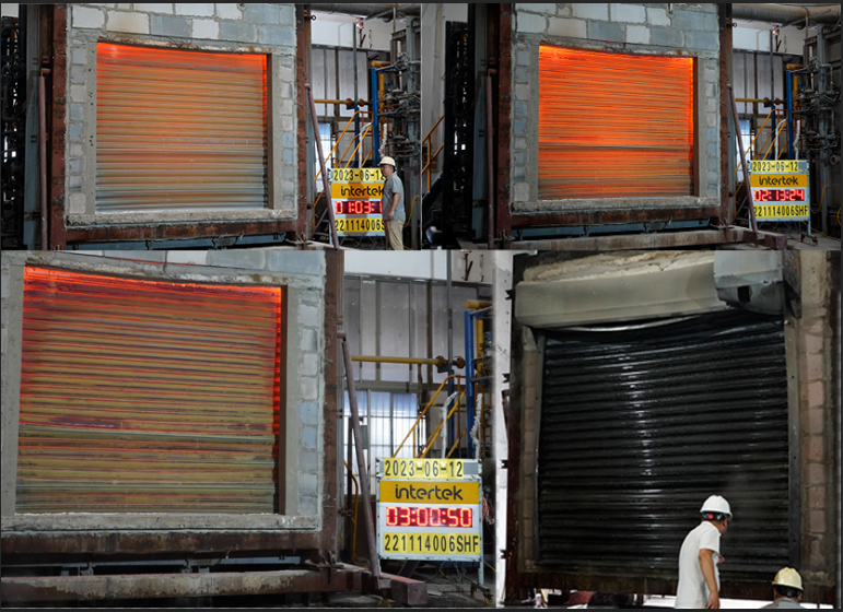 新恒邦門業(yè)美標(biāo)防火卷簾門現(xiàn)場測試圖片